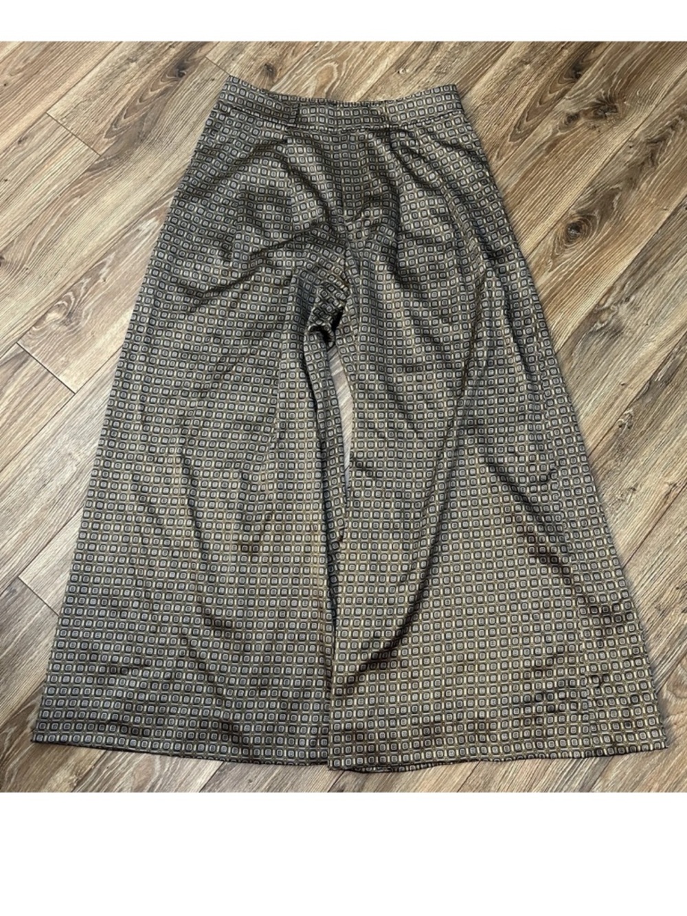 BANANA REPUBLIC Size 8 100% Silk Geometric Wide Leg Palazzo Pants Luxury - Picture 6 of 17